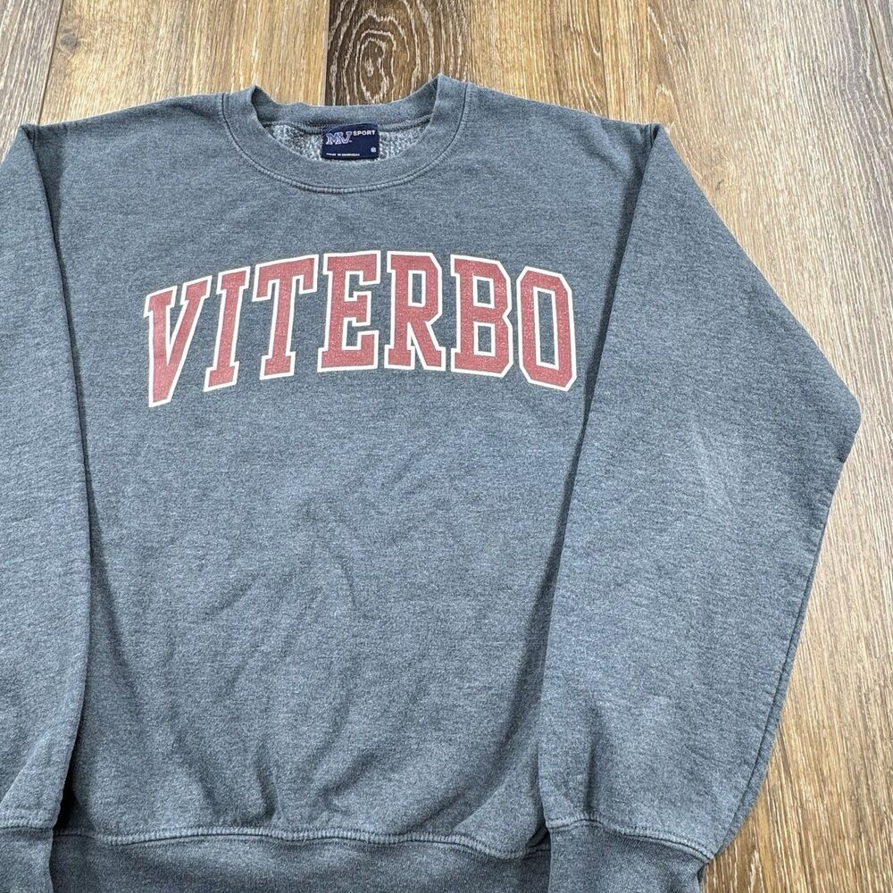 Vintage Viterbo University Sweatshirt Mens S Gray Team Student Spellout Sweater